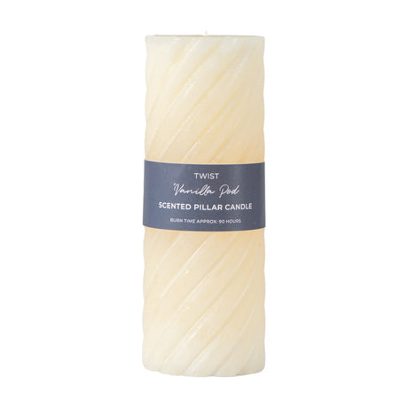 Twist Vanilla Pod Scented Pillar Candle Set of 2