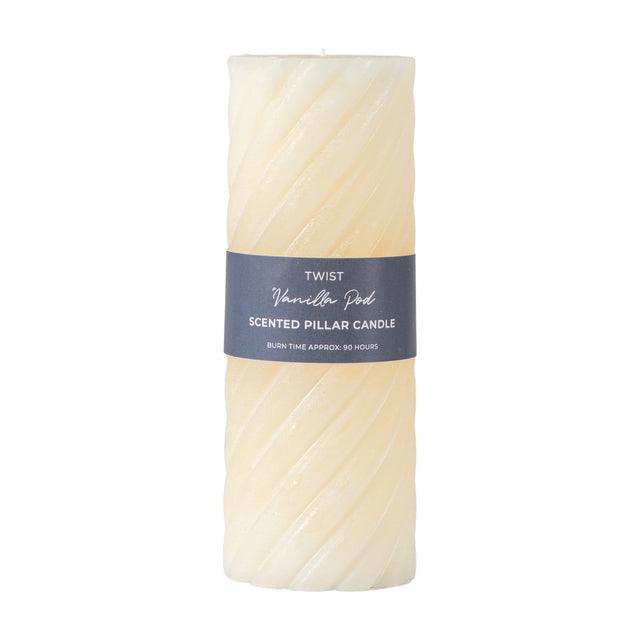 Twist Vanilla Pod Scented Pillar Candle Set of 2