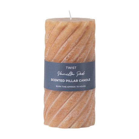 Twist Vanilla Pod Scented Pillar Candle – Amber