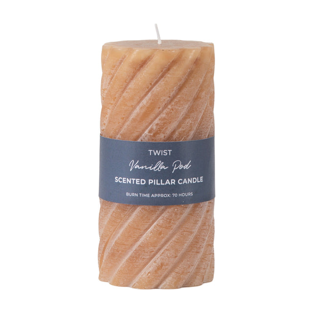 Twist Vanilla Pod Scented Pillar Candle – Amber