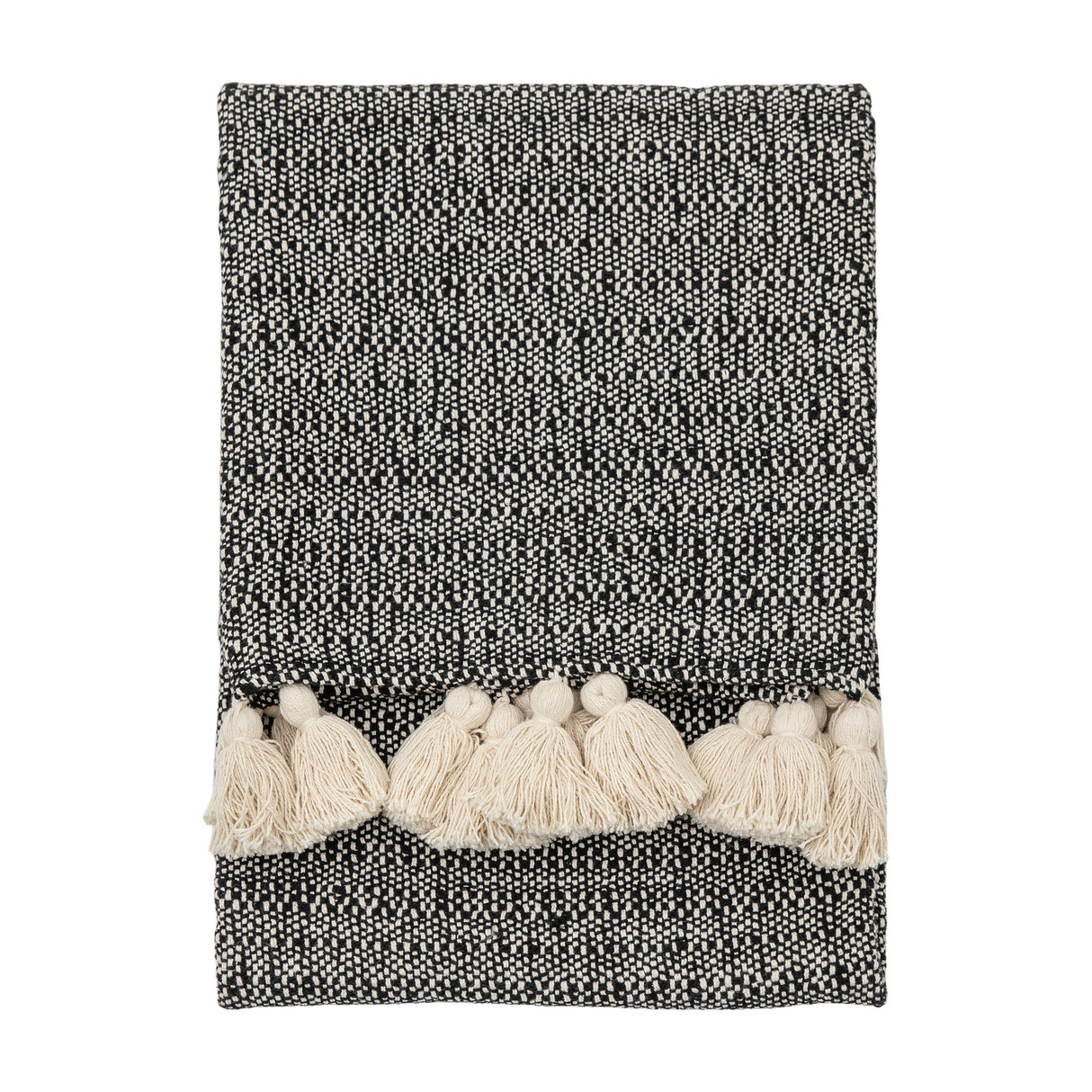 Woven Tasselled Throw – Black