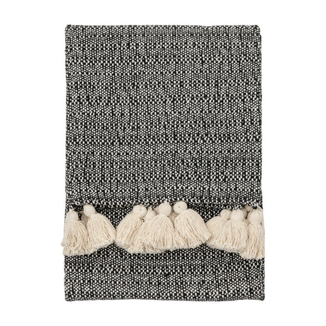 Woven Tasselled Throw – Black