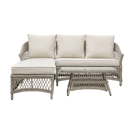 Menton Rattan Chaise Lounge Set – Stone