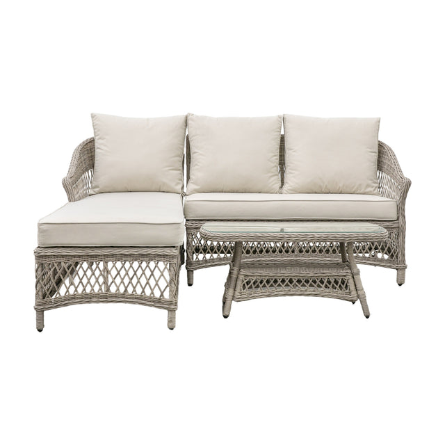 Menton Rattan Chaise Lounge Set – Stone