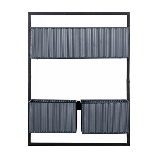 Chadlington Wall-Mounted Planter with Ribbed Boxes – Grey