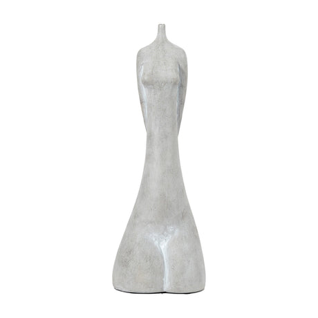 Gallery Direct Carvenne Abstract Figure Sculpture in polyresin with a weathered pale grey stone-look finish, shown against a plain white background.