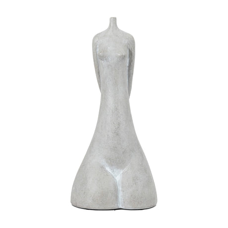 Gallery Direct Carvenne Abstract Figure Sculpture in pale grey polyresin with weathered stone-look finish, showing a slender tapered female form.