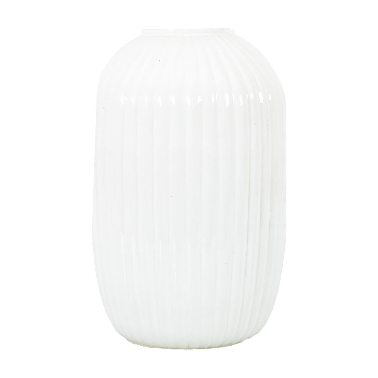 Fjord Ribbed Glass Vase Medium – White