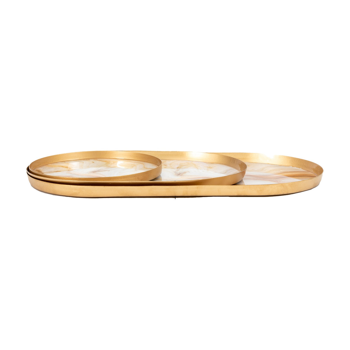 Sahara Marbled Trays Set of 3 – Brass