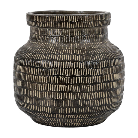 Sgraffito Wide Vase – Black