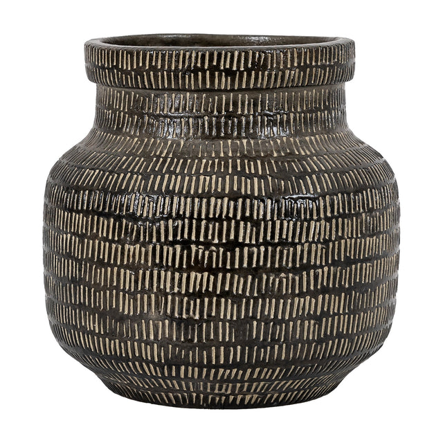 Sgraffito Wide Vase – Black