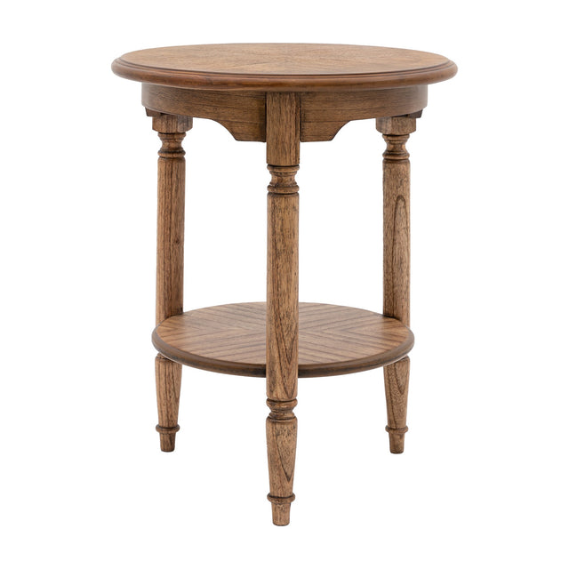 Highgrove Round Side Table with Shelf – Peroba Brown