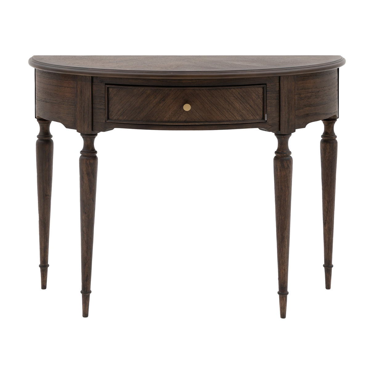 Madison Demi Lune Console Table with Drawer – Dark Wood