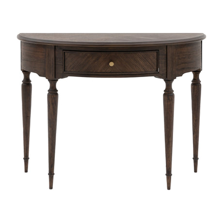 Madison Demi Lune Console Table with Drawer – Dark Wood