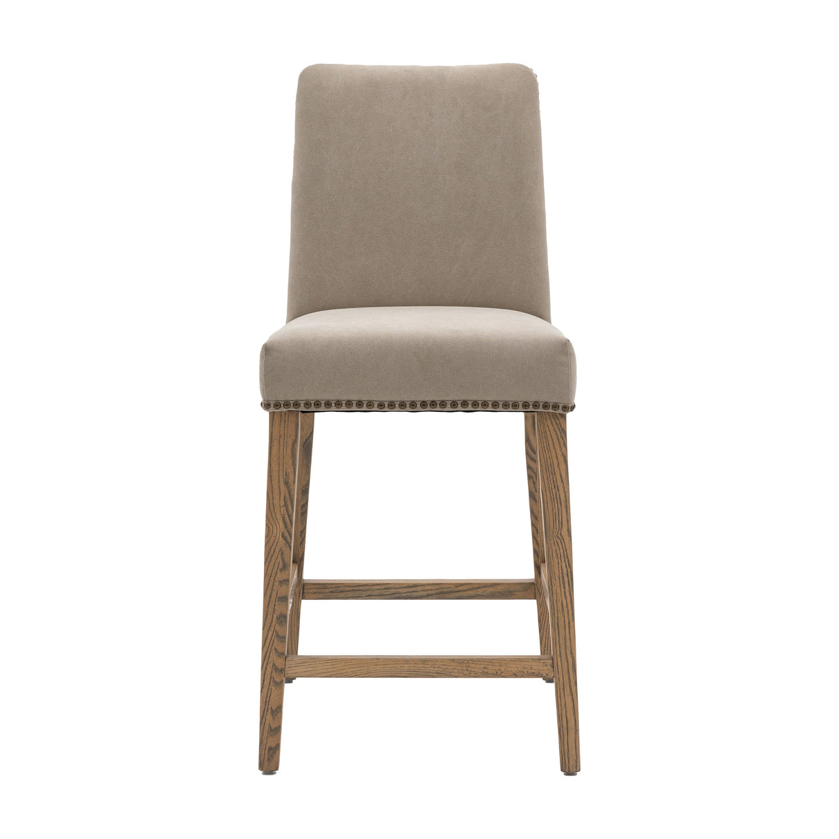 Rex Upholstered Bar Stools with Oak Legs, Set of 2 – Cement
