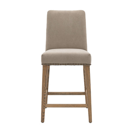 Rex Upholstered Bar Stools with Oak Legs, Set of 2 – Cement