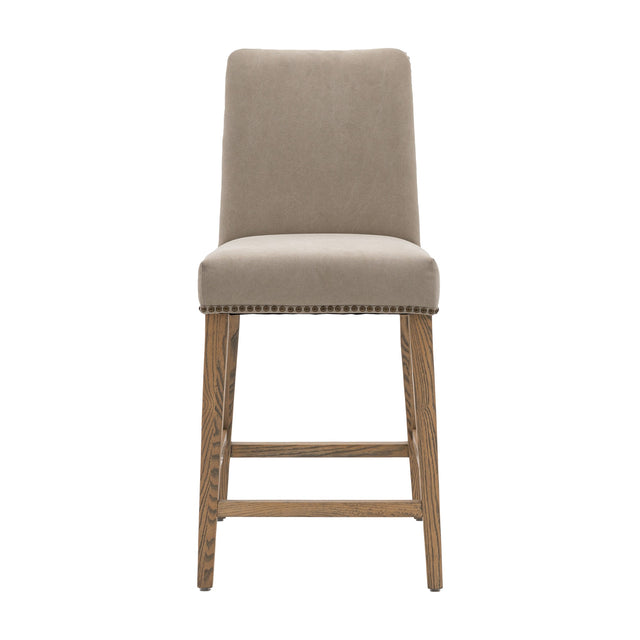 Rex Upholstered Bar Stools with Oak Legs, Set of 2 – Cement