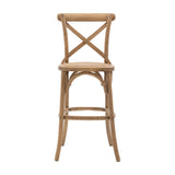 Cafe Cross-Back Bar Stool with Rattan Seat Set of 2