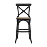 Cafe Cross-Back Bar Stool with Rattan Seat Set of 2