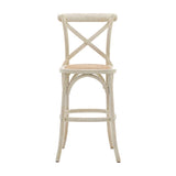 Cafe Cross-Back Bar Stool with Rattan Seat Set of 2