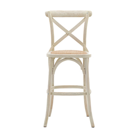 Cafe Cross-Back Bar Stool with Rattan Seat Set of 2