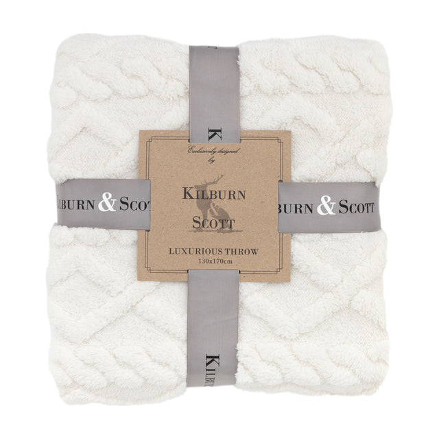 Textures Cable Knit Throw – Cream