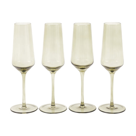 Flute Glasses Set of 4 – Smokey Green