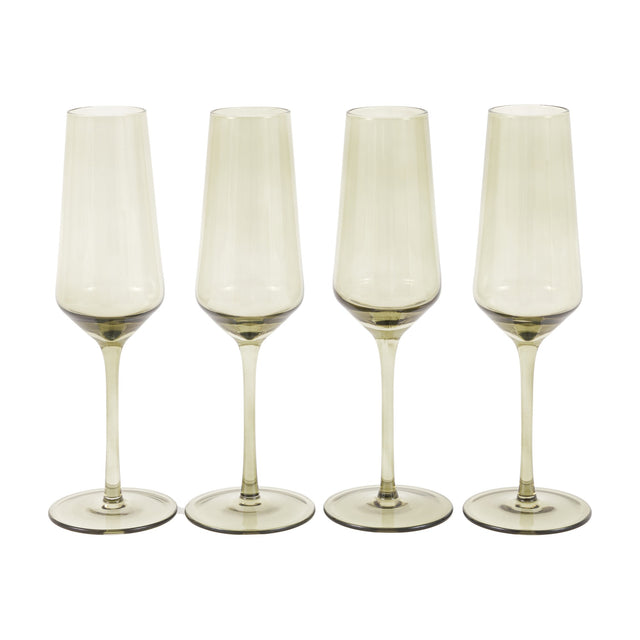 Flute Glasses Set of 4 – Smokey Green