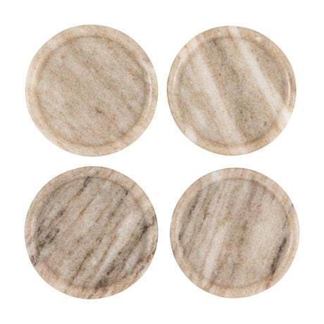Novi Round Marble Coasters Set of 4 – Beige