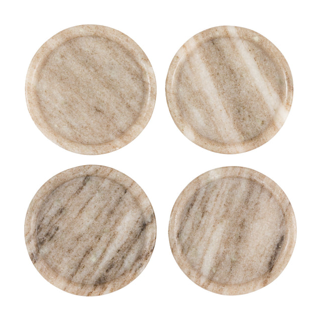 Novi Round Marble Coasters Set of 4 – Beige