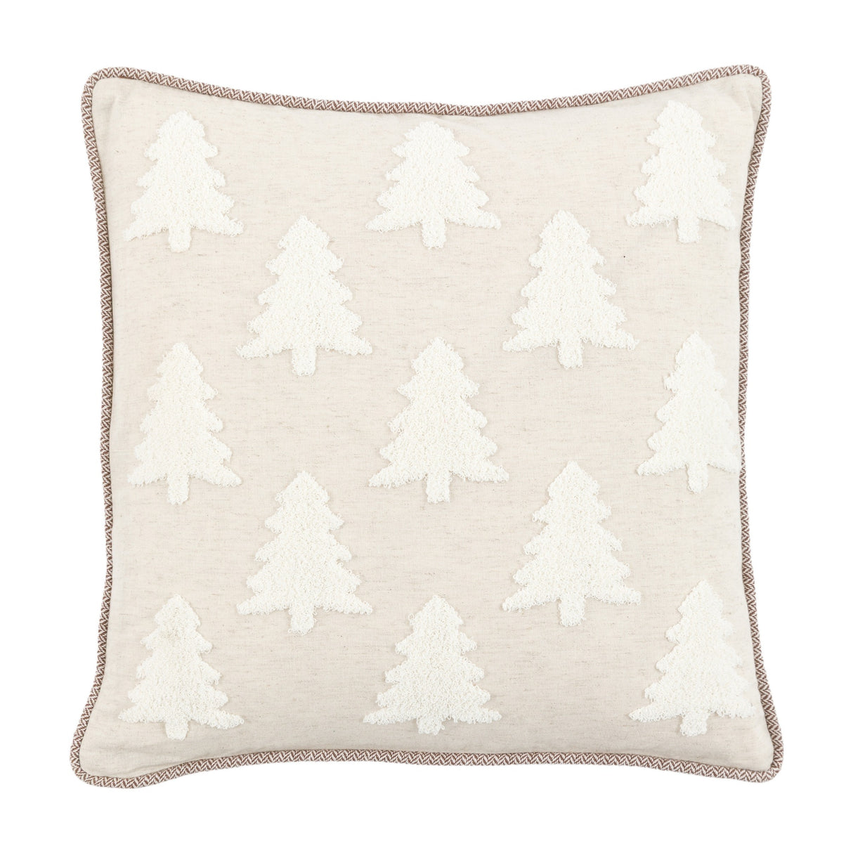 Woodland Embroidered Tree Cushion – Natural