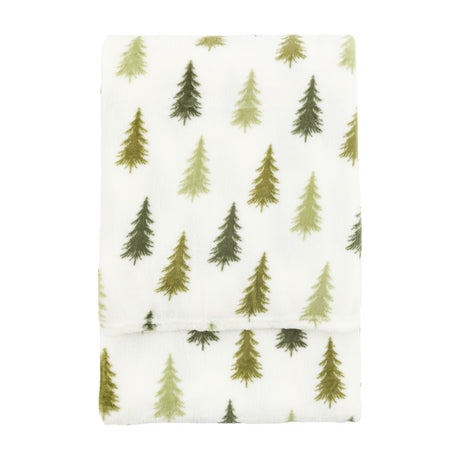 Woodland Tree Fleece Throw – Green