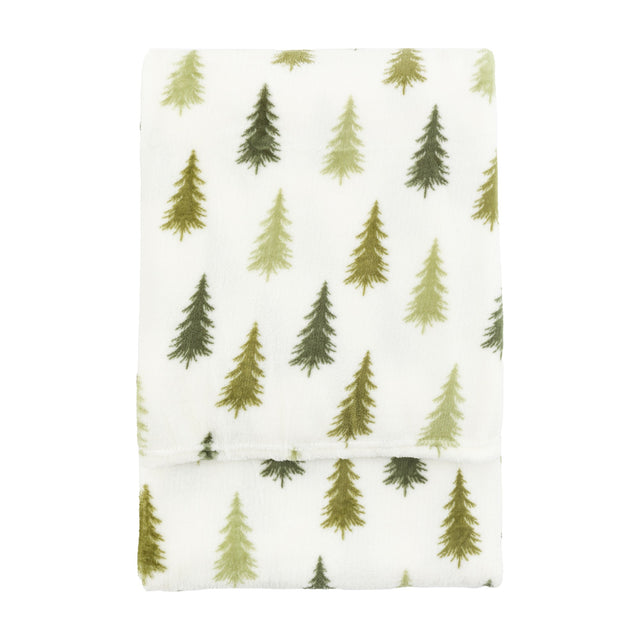 Woodland Tree Fleece Throw – Green