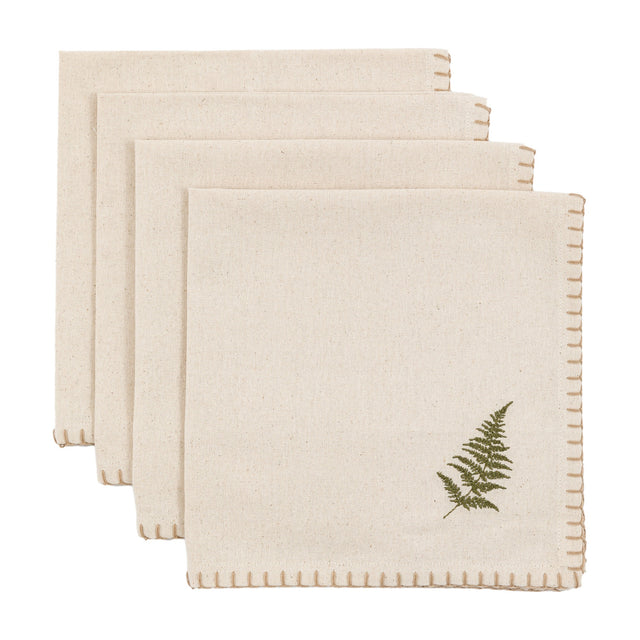 Autumn Woodland Embroidered Napkins Set of 4 – Natural