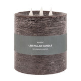 Rustic LED Pillar Candle 3 Wick with Remote Control