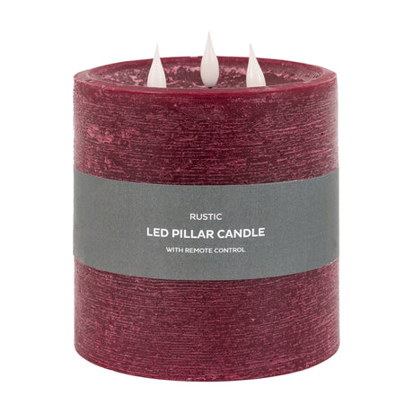 Rustic LED Pillar Candle 3 Wick with Remote Control