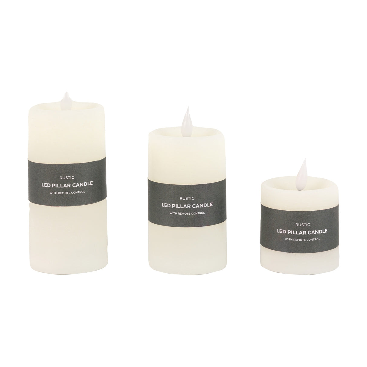 Rustic LED Pillar Candle Set of 3 with Remote Control
