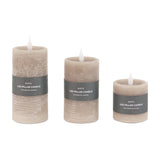 Rustic LED Pillar Candle Set of 3 with Remote Control
