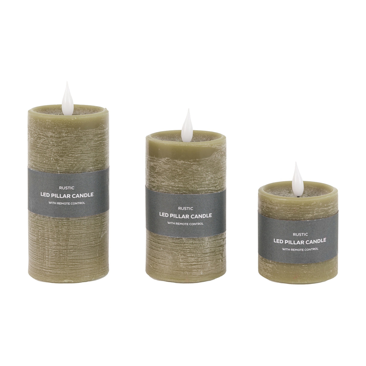 Rustic LED Pillar Candle Set of 3 with Remote Control