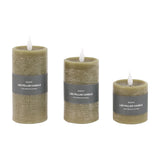 Rustic LED Pillar Candle Set of 3 with Remote Control