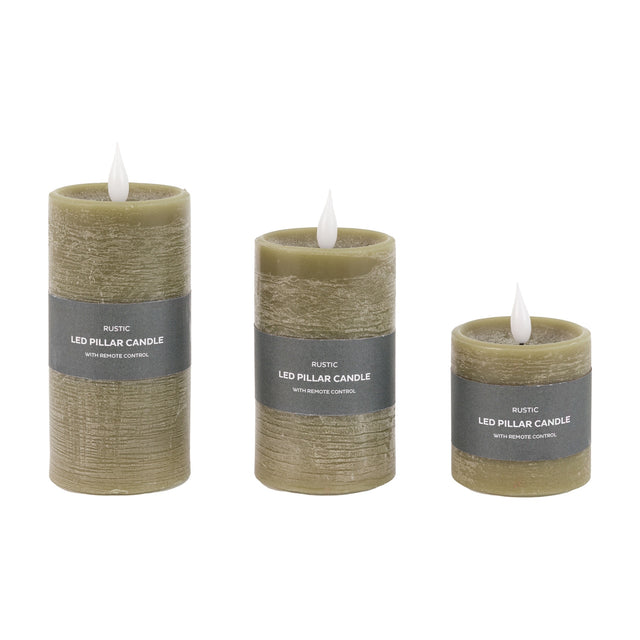 Rustic LED Pillar Candle Set of 3 with Remote Control