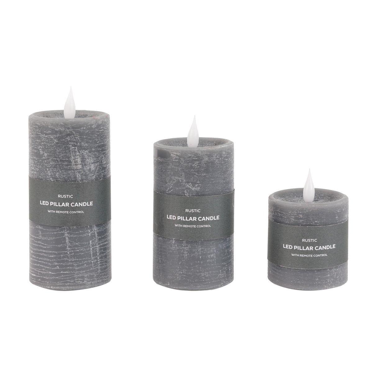 Rustic LED Pillar Candle Set of 3 with Remote Control