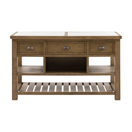 Hardwick Kitchen Island with Marble Top – Natural