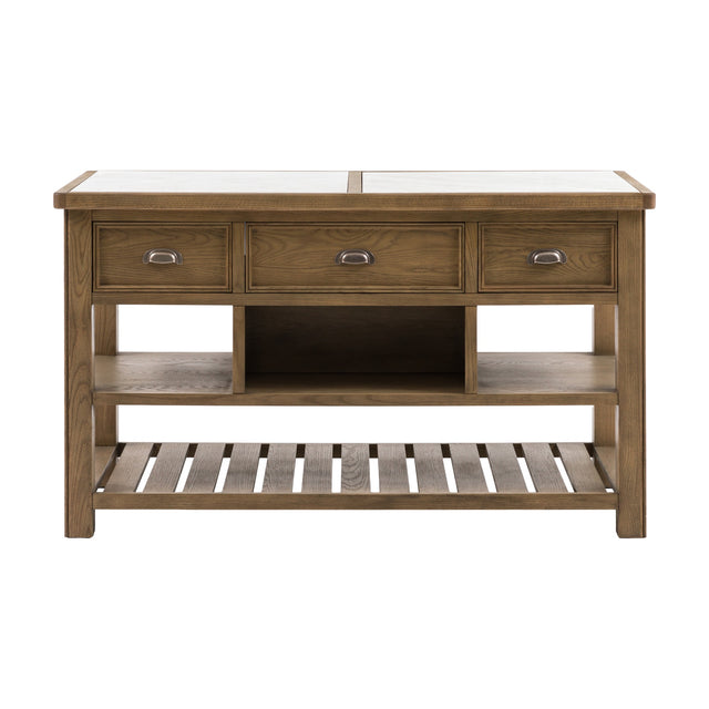 Hardwick Kitchen Island with Marble Top – Natural