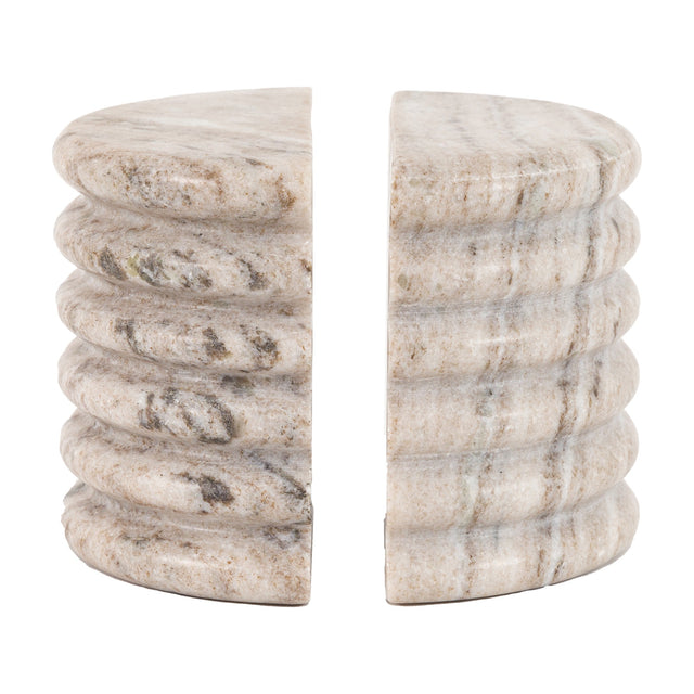Ondo Ribbed Marble Bookends Set of 2 – Beige