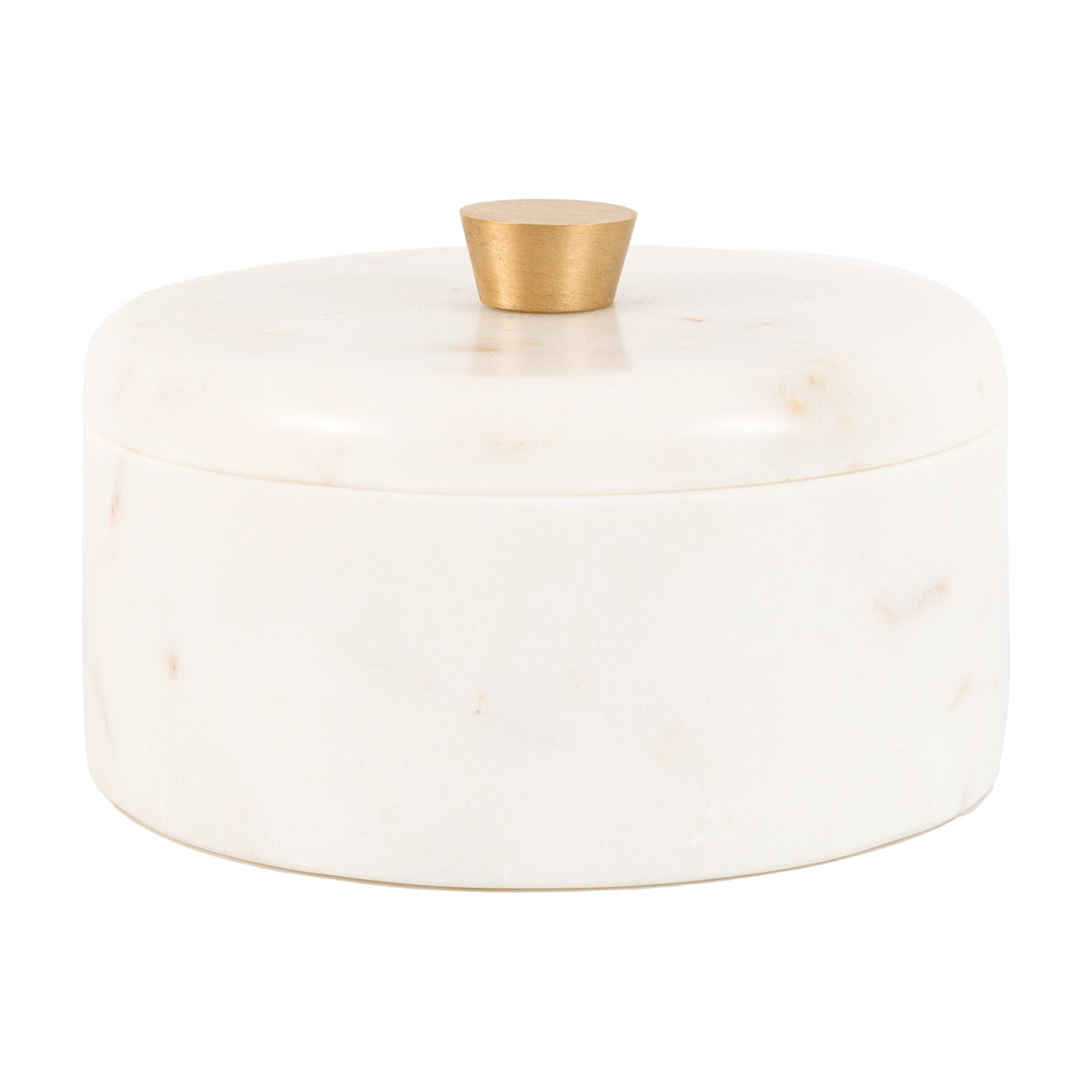 Veta Marble Trinket Box with Brass Knob – White