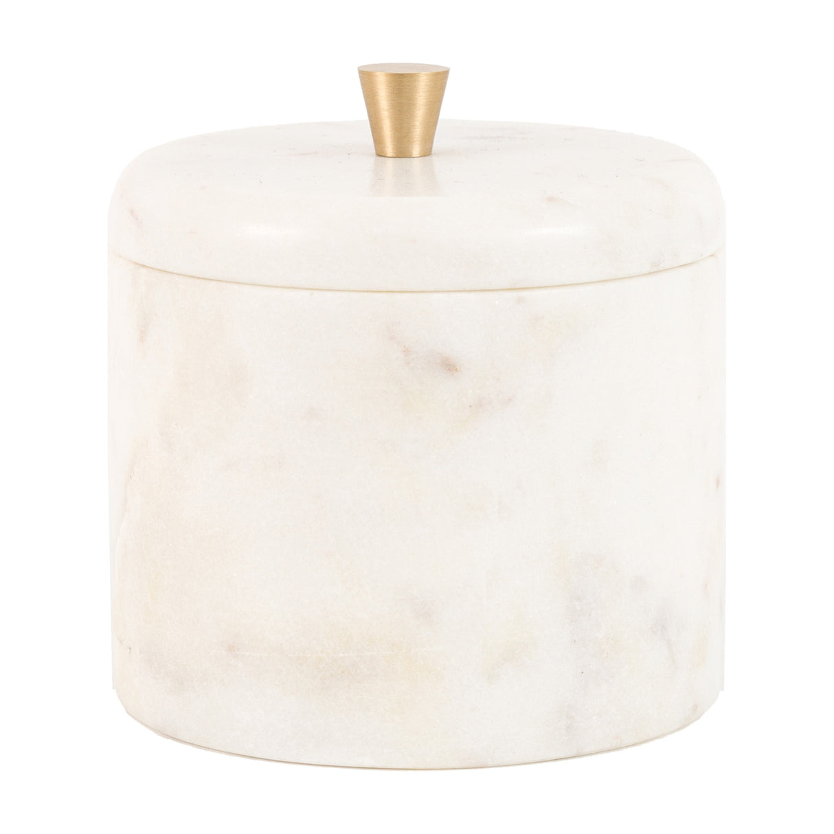 Veta Marble Trinket Box with Brass Knob – White
