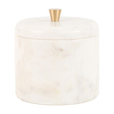 Veta Marble Trinket Box with Brass Knob – White