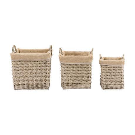Faden Lined Wicker Basket Set of 3 – Natural