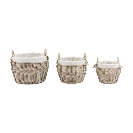 Aro Round Lined Willow Baskets Set of 3 – Natural
